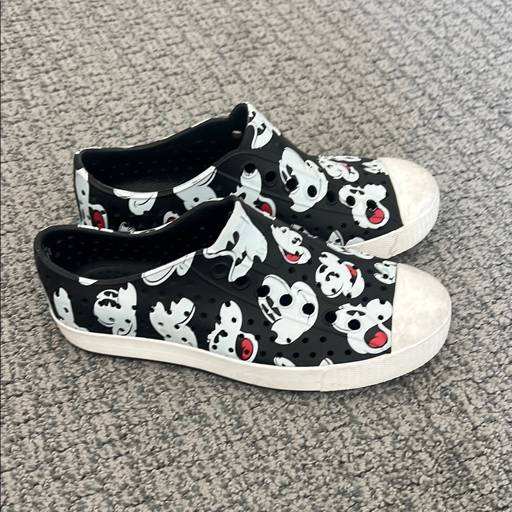Native Black and White Mickey Mouse Slip-On Sneakers